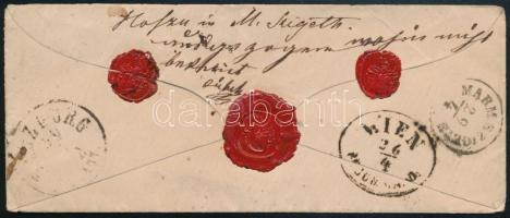~1864 15kr ajánlott levélen / on registered cover "MARM.SZIGET"