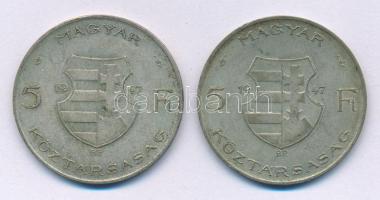 1947. 5Ft Ag "Kossuth" (2x) T:F patina Adamo F8.1