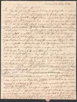 1840 Saxlehner András (1815-1889) nagykereskedő, ásványvízforrás-tulajdonosnak írt német nyelvű levél Pestrőől Gruber Lajostól