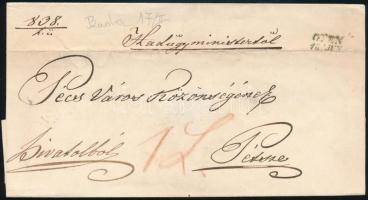 1838 Hivatalos levél kék / bule "OFEN" - Pécs