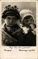 1942 Kindertracht aus Tolna / gyerekek tolnai népviseletben / Hungarian folklore (EK)