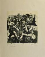 Olvashatatlan jelzéssel: Csákányos törpe. Rézkarc, papír. Próbanyomat. 24,5x23 cm