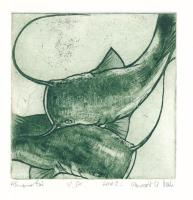 Olvashatatlan jelzéssel: Halak (olvashatatlan címmel), 2002. Rézkarc, papír. Számozott (V/X). 10x10 cm.