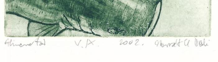 Olvashatatlan jelzéssel: Halak (olvashatatlan címmel), 2002. Rézkarc, papír. Számozott (V/X). 10x10 ...