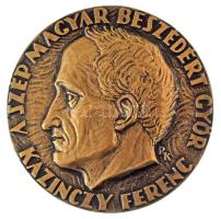 Renner Kálmán (1927-1994) DN "A szép magyar beszédért - Győr - Kazinczy Ferenc / Jót s jól!" kétoldalas, öntött bronz emlékérem (78mm) T:AU