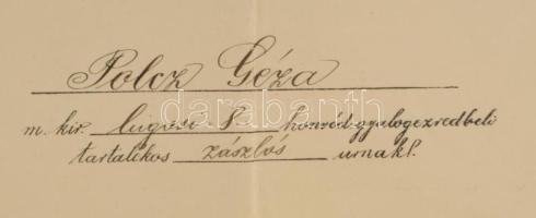 1914 Tartalékos hadnagyi kinevezés Polcz Géza, a m. kir. lugosi 8. honvéd gyalogezred tartalékosa ré...