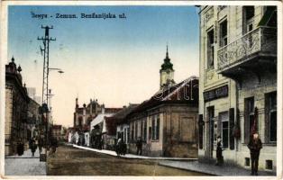 Zimony, Semlin, Zemun; Benzanijska ul. I. Levi / utca, üzletek / street, shops (Rb)