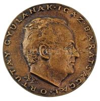 Búza Barna (1910-2010) 1973. "Ortutay Gyulának igaz barátsággal" kétoldalas bronz emlékérem (89mm) T:AU
