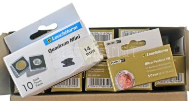 19x10db (összesen 190db) "Leuchtturm" műanyag érmetartó kapszula dobozban, 21.25mm átmérőjű érmékhez, új állapotban + 10db "Lighthouse" quadrum (négyszögletes) érmetartó kapszula új állapotban