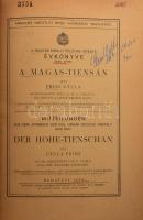 Prinz, Gyula: A Magas-Tiensán. Der Hohe-Tienschan. 156 szövegközti ábrával és 11 táblával, valamennyi a szerző eredeti rajza. Mit. 156 Abbildungen und 11 Tafeln. Alle vom Verfasser Gezeichnet. A Magyar Királyi Földtani Intézet évkönyve XXXII. kötet. Bp., 1939., Magyar Kir. Földtani Intézet, (Dunántúl Pécsi Egyetemi-ny.), 352 p.+ XI t. [A kötet végén mellékletként.] Átkötött modern egészműbőr-kötés, régi intézményi bélyegzésekkel, az utolsó lapon javítással, jó állapotban.