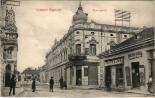 1926 Pápa, Kossuth Lajos utca, Postapalota, Horváth Lajos, Siklósy János üzlete, bank