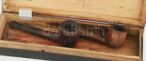 3 darab pipa, Jensen, Bruyére, sérült fa dobozban