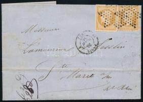1856 Levél / Cover with 2 stamps "PARIS"