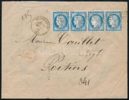 1876 Ajánlott levél négyescsíkkal / Registered cover with stripe of 4