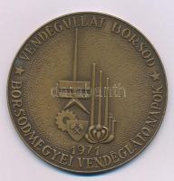 1971. "Borsodmegyei Vendéglátó Napok - Vendégüllát Borsod" egyoldalas bronz emlékérem (70mm) T:AU