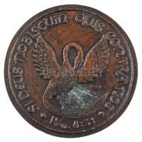 Nagy József (1931-2022) 1982. "Miskolci-Avasi Református Templom / SIDEUS NOBISCUM QUISCONTRA NOS Róm. 8:31" kétoldalas, öntött bronz emlékérem (85mm) T:XF, patina