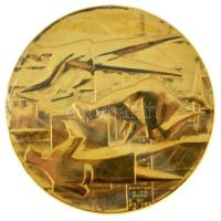 Vincze Dénes (1914-1972) 1966. Egyoldalas aranyozott bronz szocreál emlékérem (80mm) T:AU (eredetileg PP)