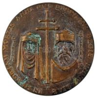 1988. "István király &amp; Gizella - In Memoriam Mortis Anni CML Stephani Regis Hungariae - Cisela - Stephanus" egyoldalas, öntött bronz emlékérem (98mm) T:XF, patina