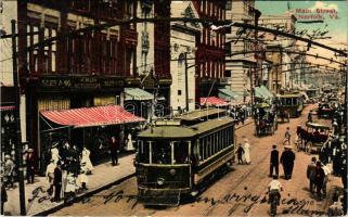 1912 Norfolk (Virginia), Main Street, Saks &amp; Co., tram, shops (wet corner)