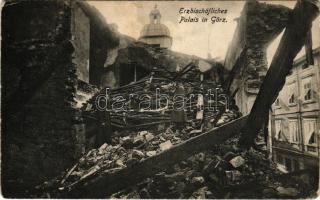 Gorizia, Görz, Gorica; Erzbischöfliches Palais / WWI ruins of a palace, soldiers. Hofmann-Eckerl (EB)