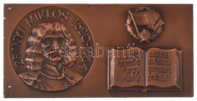 DN "Zrínyi Miklós Katonai Akadémia" bronz emlékplakett. Szign.: Garamkeszi János (1936-) (51x105mm) T:AU fo.