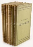 Kultura és Tudomány sorozat 6 kötete: Nagy József: Két filozófus. Platon és Kant.; Eucken Rudolf: Az élet értelme és értéke.; Faguet Emil: ,,... és a felelősségtől való rettegés". ,,A kontárság kultuszának" folytatása.; Benedetto Croce: A politika elemei.; Schöpflin Aladár: Írók, emlékek, könyvek.; Voinovich Géza: Regényírók. Tanulmányok. Bp., (cca 1920-1930), Franklin-Társulat. Kiadói egészvászon-kötés, változó állapotban.