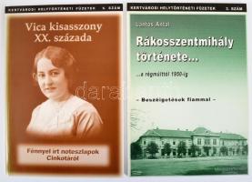 XVI. kerület helytörtéteni kiadványok: Lantos Antal: Rákosszentmihály története ... a régmúlttól 1950-ig. Beszélgetések fiammal.; Szabó József: Rákosszentmihály építésze / Vica kisasszony XX. százada. Fénnyel írt noteszlapok Cinkotáról. Kertvárosi Helytörténeti Füzetek 3. 5. sz. 104p , 48+36p. Kiadói papírkötés.