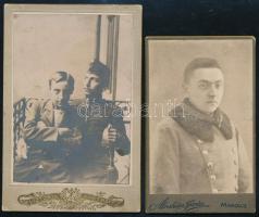 cca 1914 Katonaportrék, egyiken huszár, 2 db keményhátú fotó, 10,5×6,5 és 12,5×8 cm