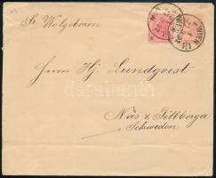 1892 Díjkiegészített díjjegyes levél Svédországba / PS-cover with additional franking to Sweden "WIEN"