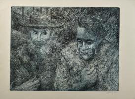 Olvashatatlan jelzéssel (Gazdag Péter?): Páros. Rézkarc, papír. 29,5x39,5 cm