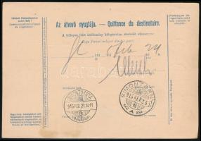 1915 Teljes szállítólevél 5 bélyeges bérmentesítéssel Simontornyára "TISZA DADA" / Complet...