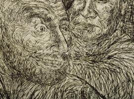 Olvashatatlan jelzéssel (Gazdag Péter?): Társaság. 30x59 cm