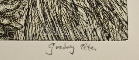 Olvashatatlan jelzéssel (Gazdag Péter?): Társaság. 30x59 cm