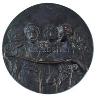 1977. "Középiskolai énekkarok jubileumi szemléje 1917-1977" kétoldalas, öntött bronz emlékérem (86mm) T:AU, patina
