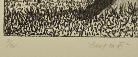 Olvashatatlan jelzéssel: Öreg fa XI., 2006. Litográfia, papír. 7/20 számozással. 28x21 cm