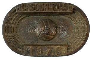 1976. "Borsodnádasd" stadion alakú, egyoldalas bronz emlékplakett (~79x120x21mm) T:AU,XF, patina