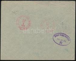 1911 Turul 25f pár ajánlott levélen New Yorkba, "BEREKSZÓNÉMETI" postaügynökségi bélyegzés...