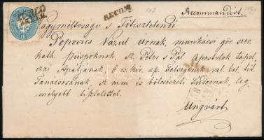 1864 2 x 10kr ajánlott levélen (sérültek a bélyegek) / 2 x 10kr on registered cover (damaged stamps) "LUBLÓ" - Ungvár