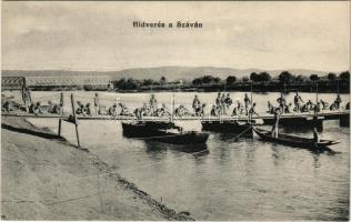 Hídverés a Száván / Brückenschlag an der Save / WWI Austro-Hungarian K.u.K. military, bridge building over the Sava