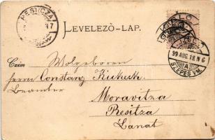 1899 Igló, Zipser Neudorf, Spisská Nová Ves; látkép, I. Ferenc József. Szoller Géza kiadása, szecess...