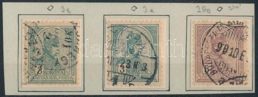 1900 Turul 3 db bélyeg csillagvízjellel / star in the watermark