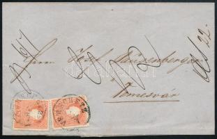 1859 2 x 5kr levélen / on cover "VERSCHETZ" - Temesvár