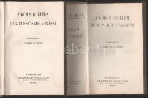 Kultura és Tudomány sorozat 2 kötete: A római kultura legjelentősebb vonásai. + A görög szellem Euró...