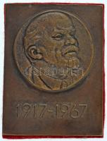 Szovjetunió DN "Lenin 1917-1967" egyoldalas, öntött bronz emlékplakett, hátoldalára filc ragasztva (59x79mm) T:AU, patina Soviet Union ND "Lenin 1917-1967" one-sided, cast bronze commemorative plaque, felt glued to the reverse (59x79mm) C:AU, patina