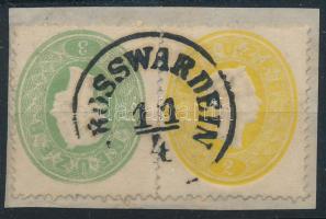 1861 2kr + 3kr kivágáson / on cutting "(G)ROSSWARDEIN"