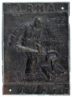 1976. "FIRMA AVATÓ" egyoldalas, öntött fém emlékplakett, kiállításhoz fúrt lyukakkal (72x98mm) T:AU, patina