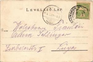 1904 Huszt, Chust, Khust; vár, utca. Huszti Nyomdavállalat kiadása / castle, street view (fa)