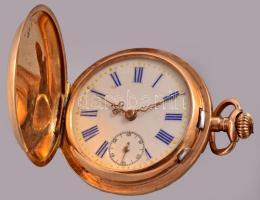 14Karany (Au) svájci duplafedeles női zsebóra ca 1920. 1937 előtti behozatali jellel, vörösarany tok...