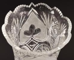 Ezüst (Ag) talpú kristály váza. Jelzett, mesterjegyes. 22 cm