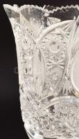 Ezüst (Ag) talpú kristály váza. Jelzett, mesterjegyes. 22 cm